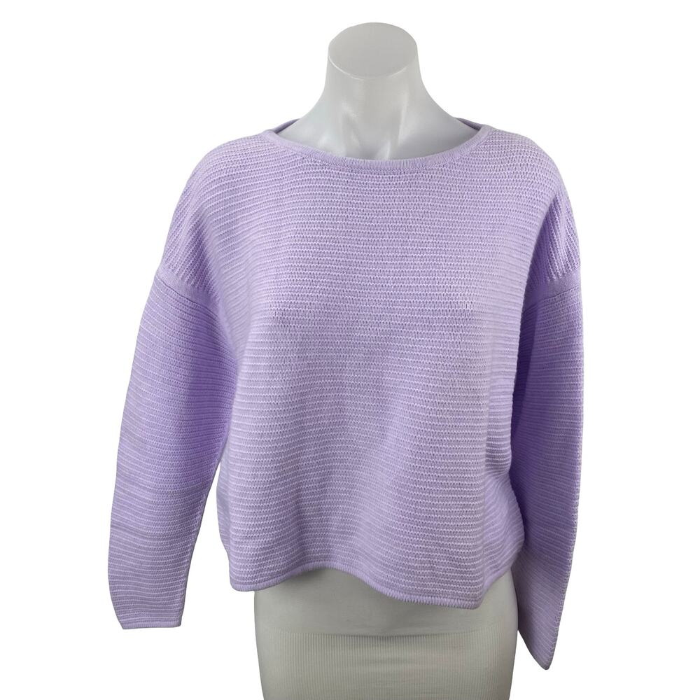 NEW Banana Republic Women's Purple Ribbed Boat Neck Long Sleeve Sweater Top Sz M